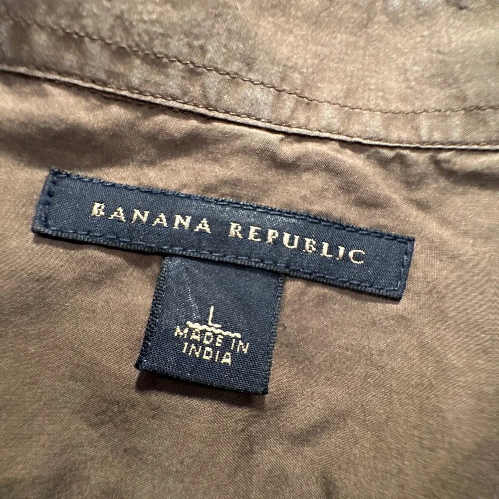 Banana Republic Shirt Mens L Brown Cotton Pintuck Pleated Tuxedo Preppy Casual